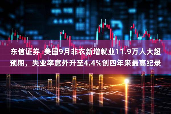东信证券  美国9月非农新增就业11.9万人大超预期，失业率意外升至4.4%创四年来最高纪录